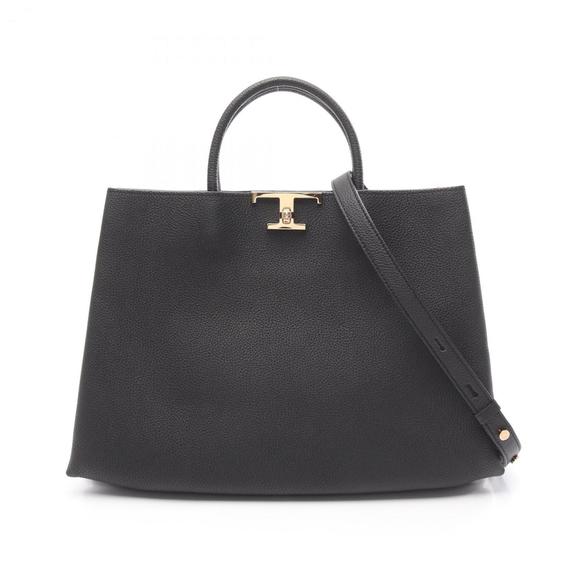 Tod's T Timeless Shopping Bag, Medium Tote Leather, Women's, Black, XBWTSQF03... - Picture 1 of 4